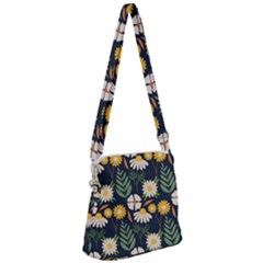 Flower Grey Pattern Floral Zipper Messenger Bag
