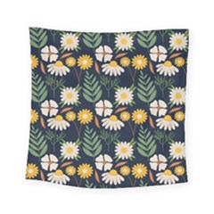 Flower Grey Pattern Floral Square Tapestry (small) by Dutashop