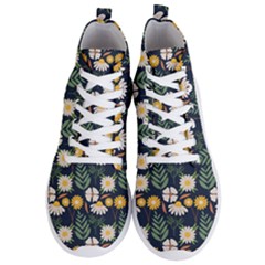 Flower Grey Pattern Floral Men s Lightweight High Top Sneakers