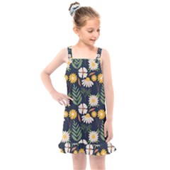 Flower Grey Pattern Floral Kids  Overall Dress by Dutashop