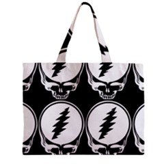 Black And White Deadhead Grateful Dead Steal Your Face Pattern Zipper Mini Tote Bag