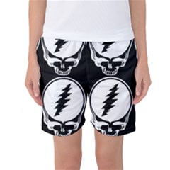 Black And White Deadhead Grateful Dead Steal Your Face Pattern Women s Basketball Shorts