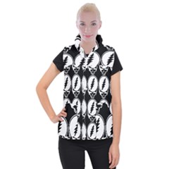 Black And White Deadhead Grateful Dead Steal Your Face Pattern Women s Button Up Vest by Sarkoni