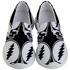 Black And White Deadhead Grateful Dead Steal Your Face Pattern Kids Lightweight Slip Ons