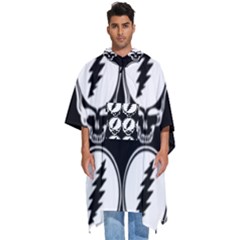 Black And White Deadhead Grateful Dead Steal Your Face Pattern Men s Hooded Rain Ponchos by Sarkoni
