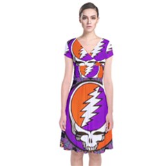 Gratefuldead Grateful Dead Pattern Short Sleeve Front Wrap Dress