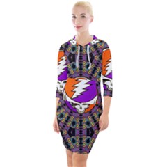 Gratefuldead Grateful Dead Pattern Quarter Sleeve Hood Bodycon Dress