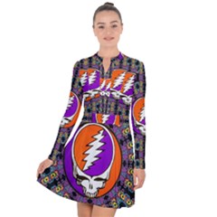 Gratefuldead Grateful Dead Pattern Long Sleeve Panel Dress