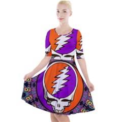 Gratefuldead Grateful Dead Pattern Quarter Sleeve A-Line Dress