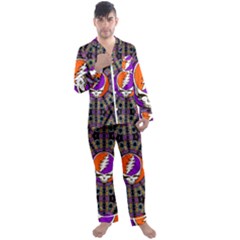 Gratefuldead Grateful Dead Pattern Men s Long Sleeve Satin Pajamas Set