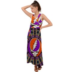 Gratefuldead Grateful Dead Pattern V-Neck Chiffon Maxi Dress