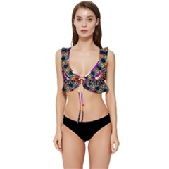 Gratefuldead Grateful Dead Pattern Low Cut Ruffle Edge Bikini Top