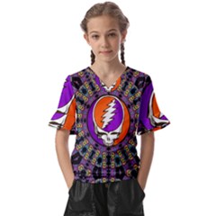 Gratefuldead Grateful Dead Pattern Kids  V-Neck Horn Sleeve Blouse