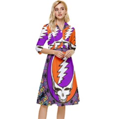 Gratefuldead Grateful Dead Pattern Classy Knee Length Dress