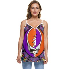 Gratefuldead Grateful Dead Pattern Casual Spaghetti Strap Chiffon Top