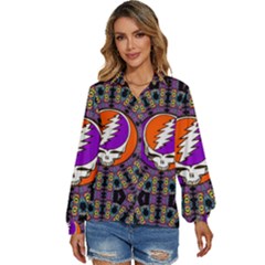 Gratefuldead Grateful Dead Pattern Women s Long Sleeve Button Up Shirt