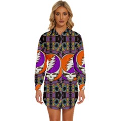 Gratefuldead Grateful Dead Pattern Womens Long Sleeve Shirt Dress