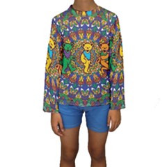 Grateful Dead Pattern Kids  Long Sleeve Swimwear