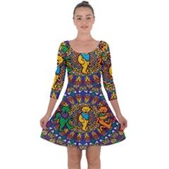 Grateful Dead Pattern Quarter Sleeve Skater Dress