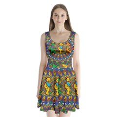 Grateful Dead Pattern Split Back Mini Dress 