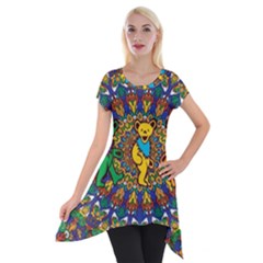 Grateful Dead Pattern Short Sleeve Side Drop Tunic