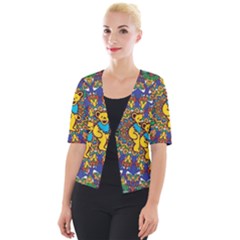 Grateful Dead Pattern Cropped Button Cardigan