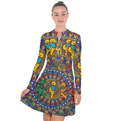 Grateful Dead Pattern Long Sleeve Panel Dress