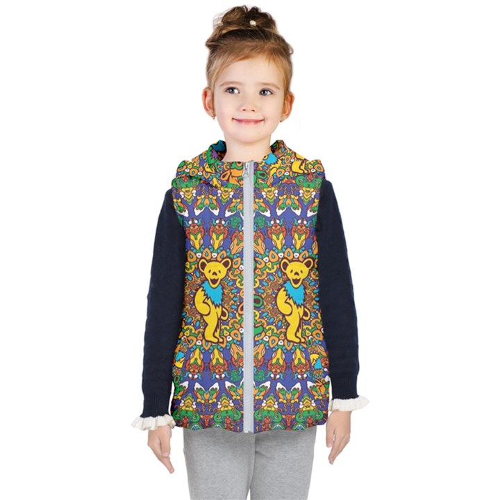 Grateful Dead Pattern Kids  Hooded Puffer Vest