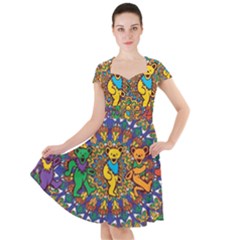 Grateful Dead Pattern Cap Sleeve Midi Dress