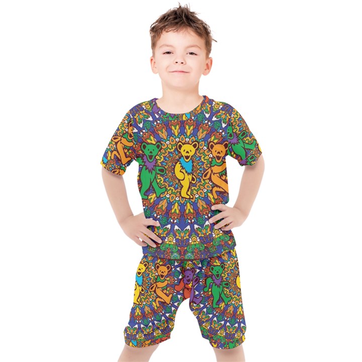 Grateful Dead Pattern Kids  T-Shirt and Shorts Set