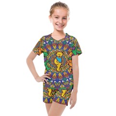 Grateful Dead Pattern Kids  Mesh T-Shirt and Shorts Set