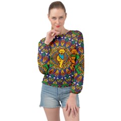 Grateful Dead Pattern Banded Bottom Chiffon Top