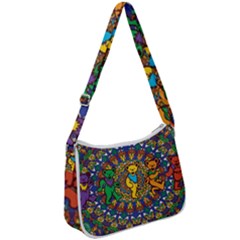 Grateful Dead Pattern Zip Up Shoulder Bag