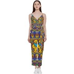 Grateful Dead Pattern V-Neck Camisole Jumpsuit