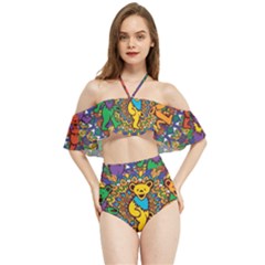 Grateful Dead Pattern Halter Flowy Bikini Set 