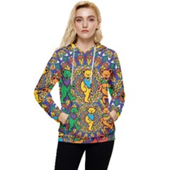 Grateful Dead Pattern Women s Lightweight Drawstring Hoodie