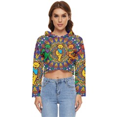 Grateful Dead Pattern Women s Lightweight Cropped Hoodie