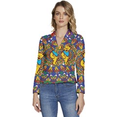 Grateful Dead Pattern Women s Long Sleeve Revers Collar Cropped Jacket