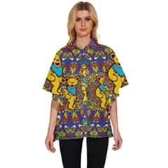 Grateful Dead Pattern Women s Batwing Button Up Shirt