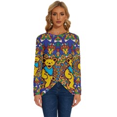 Grateful Dead Pattern Long Sleeve Crew Neck Pullover Top