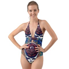 Grateful-dead-ahead-of-their-time Halter Cut-out One Piece Swimsuit