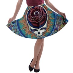 Grateful-dead-ahead-of-their-time A-line Skater Skirt