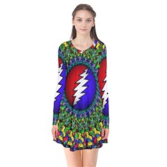 Grateful Dead Long Sleeve V-neck Flare Dress