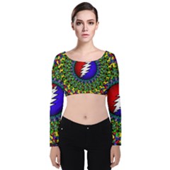 Grateful Dead Velvet Long Sleeve Crop Top