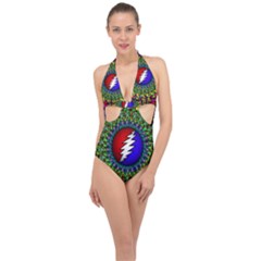 Grateful Dead Halter Front Plunge Swimsuit