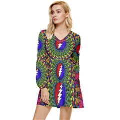 Grateful Dead Tiered Long Sleeve Mini Dress