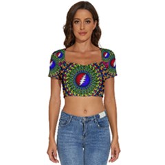 Grateful Dead Short Sleeve Square Neckline Crop Top 