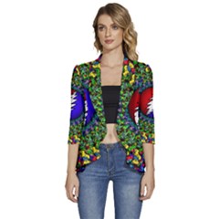 Grateful Dead Women s 3/4 Sleeve Ruffle Edge Open Front Jacket