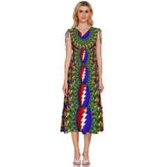 Grateful Dead V-Neck Drawstring Shoulder Sleeveless Maxi Dress