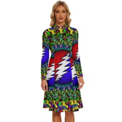 Grateful Dead Long Sleeve Shirt Collar A-Line Dress